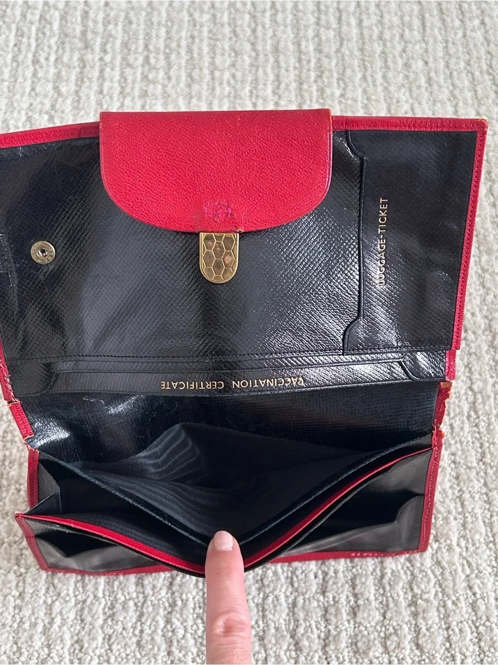 Vintage Genuine Cowhide West Germany Red Leather Bifold Travel Wallet *Rare*